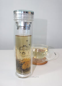 double walled water bottle + tea infuser