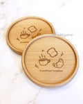 breakfast buddies wooden coaster [pickup at Anime Expo]