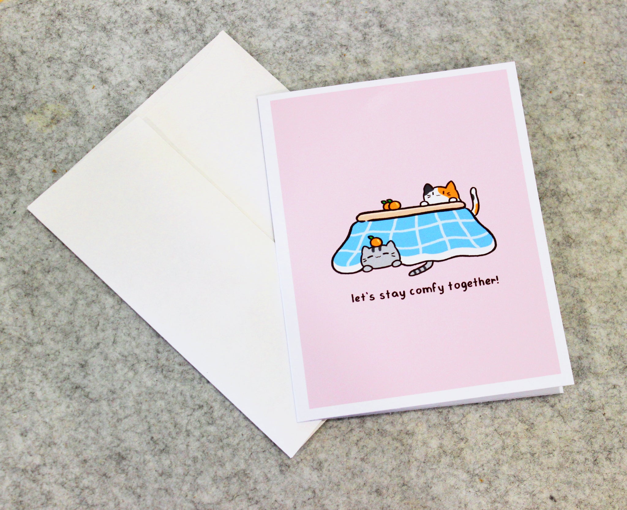 let's stay comfy together greeting card