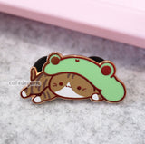 cat in hat (frog) enamel pin