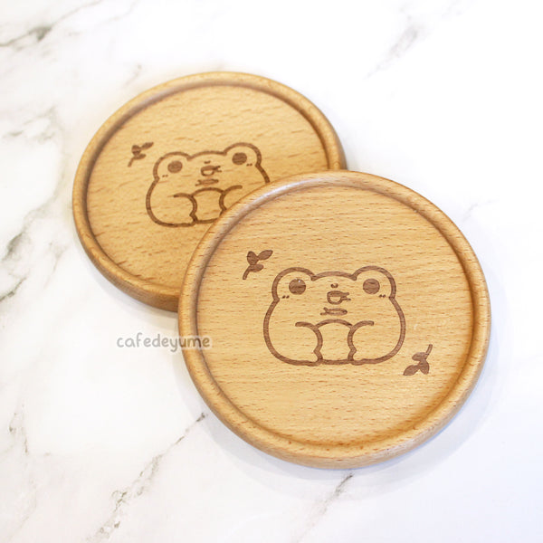 froggy tea wooden coaster