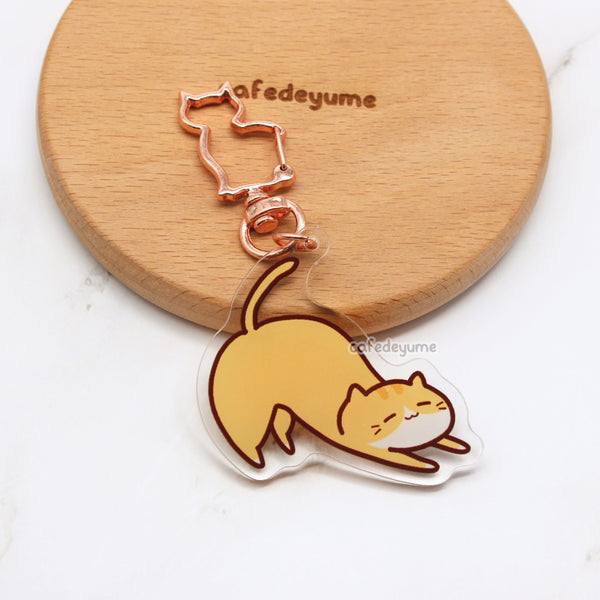 orange yoga kitty acrylic charm