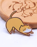 orange yoga kitty enamel pin [pickup at Anime Expo]