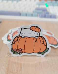 pumpkin cat vinyl sticker