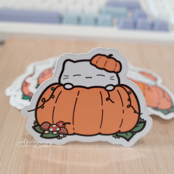 pumpkin cat vinyl sticker