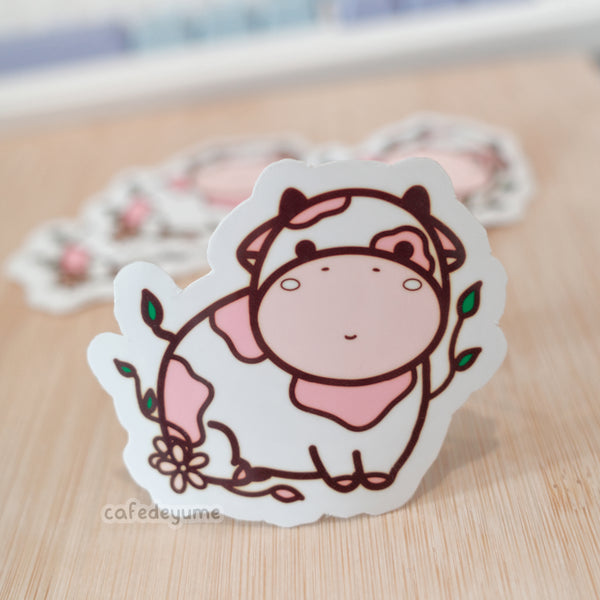 strawberry moo vinyl sticker