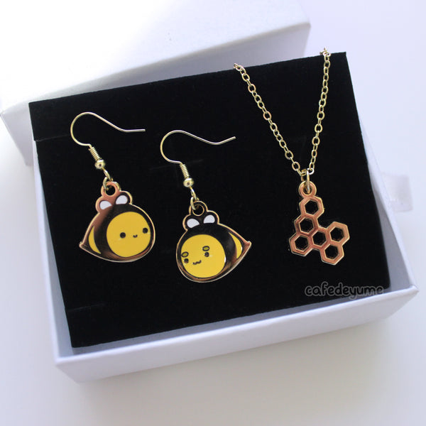 bee earrings / charm / necklace [mix and match]
