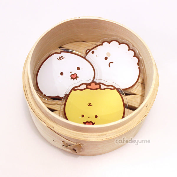 dim sum babies hearts acrylic magnet clips [3 clip set]