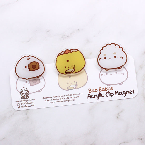 dim sum babies acrylic magnet clips [3 clip set]
