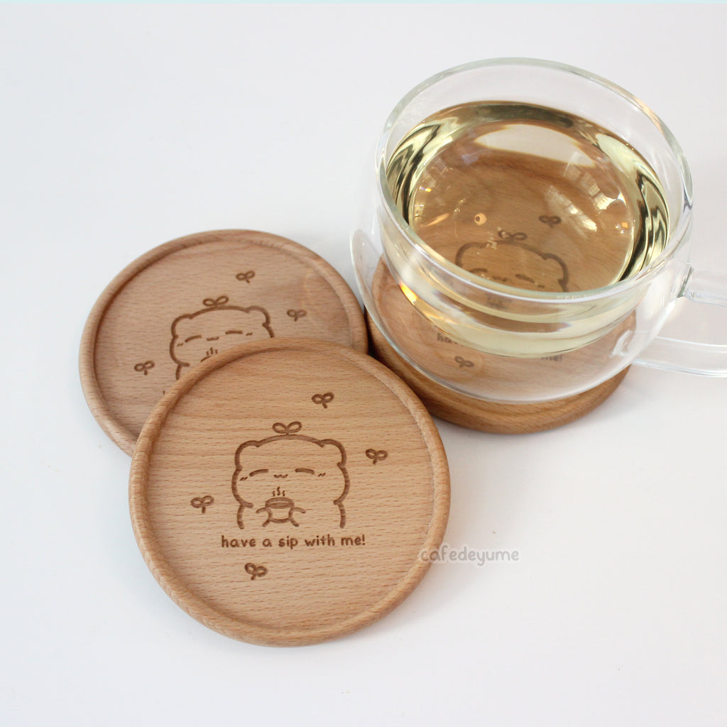 have a sip with me wooden coaster
