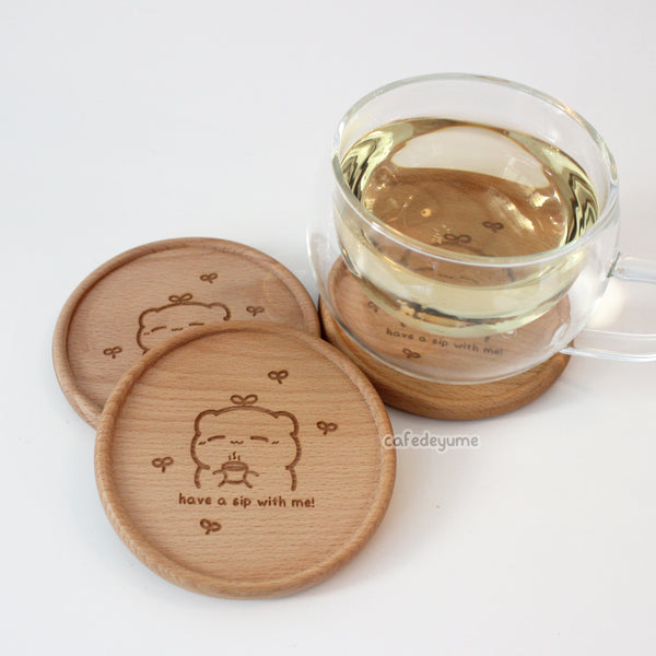 have a sip with me wooden coaster