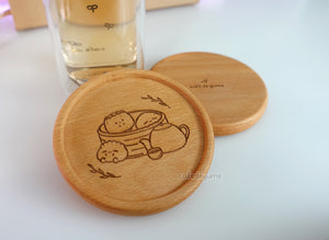 yum cha time wooden coaster