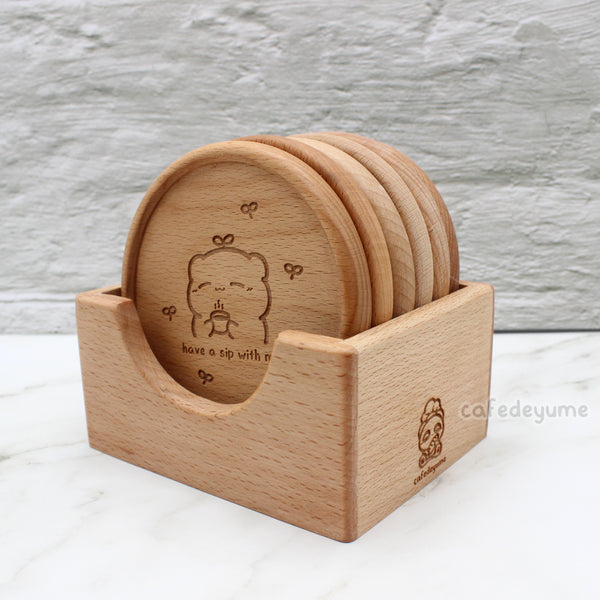 wooden coaster stand