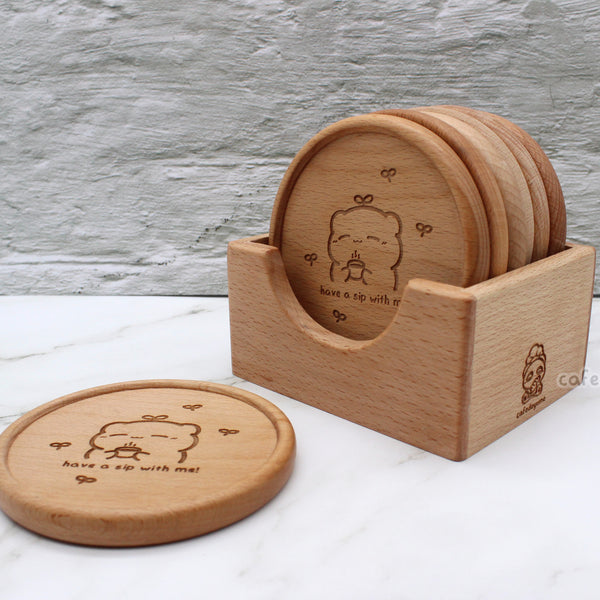 wooden coaster stand