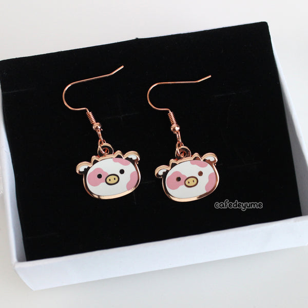 strawberry cow earrings