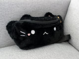 black cat fluffy fanny pack
