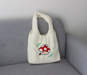 mushroom friends fluffy tote bag