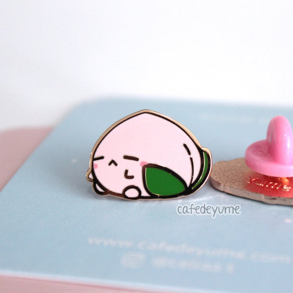 lonely peach bun mini enamel pin