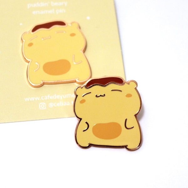 puddin' beary enamel pin
