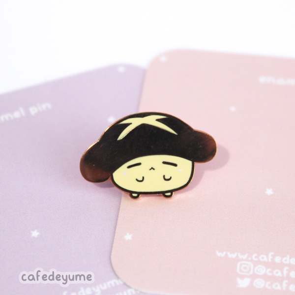 shiitake buddy mini enamel pin