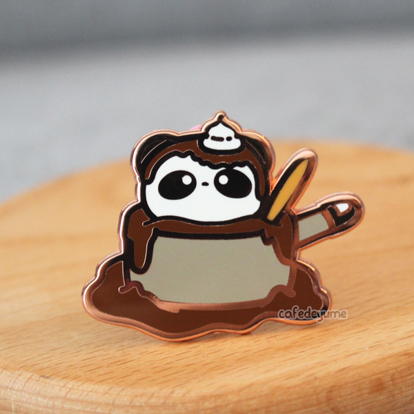 chocolate pudding yume bear enamel pin