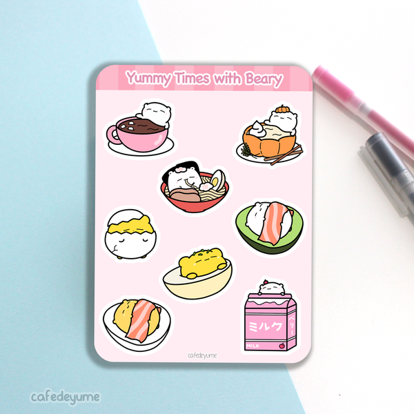 yummy beary sticker sheet